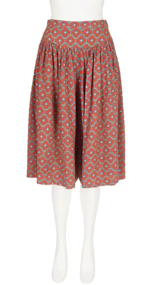 1980s Geometric Print Orange Rayon Culottes