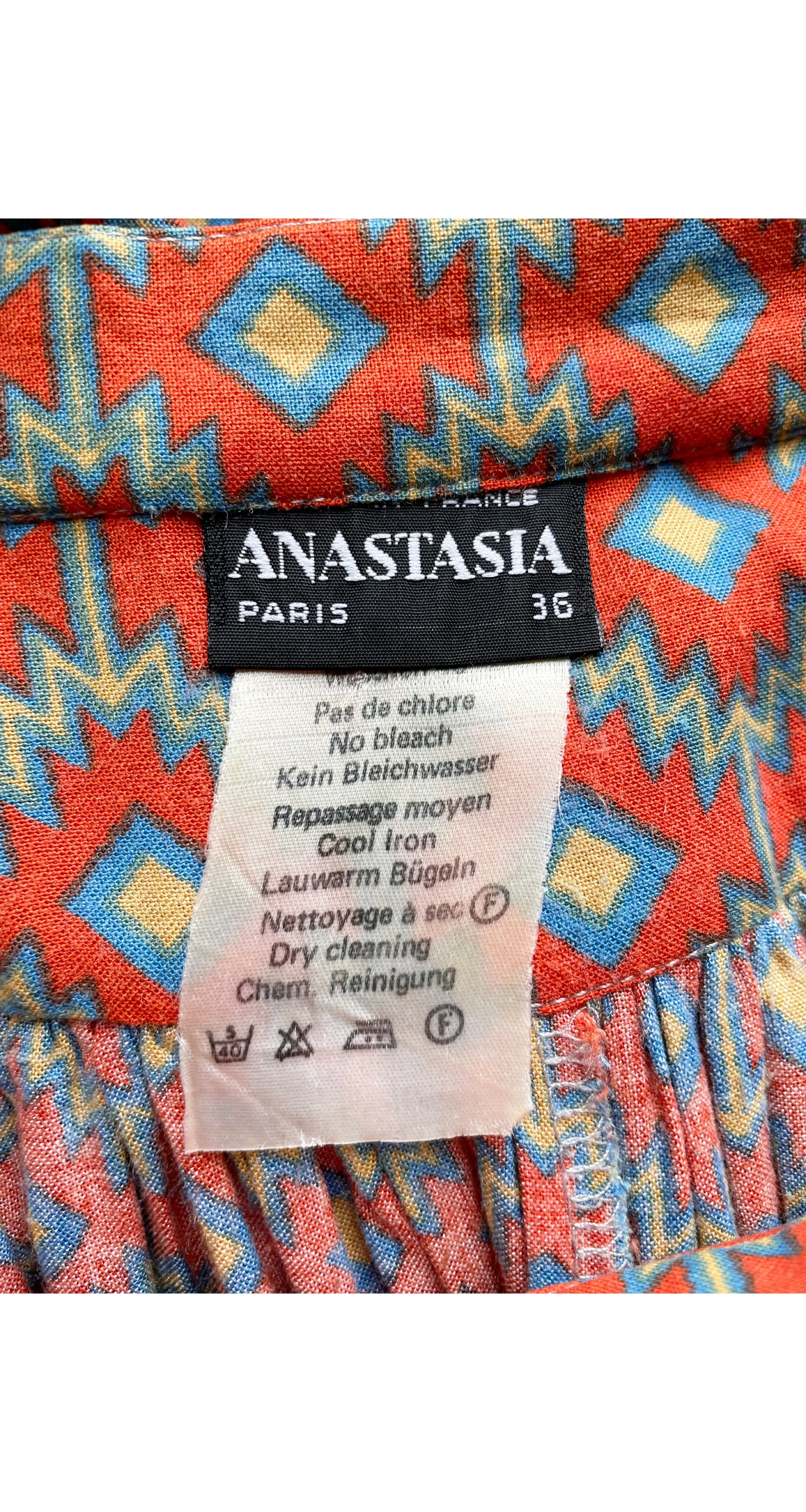 1980s Geometric Print Orange Rayon Culottes