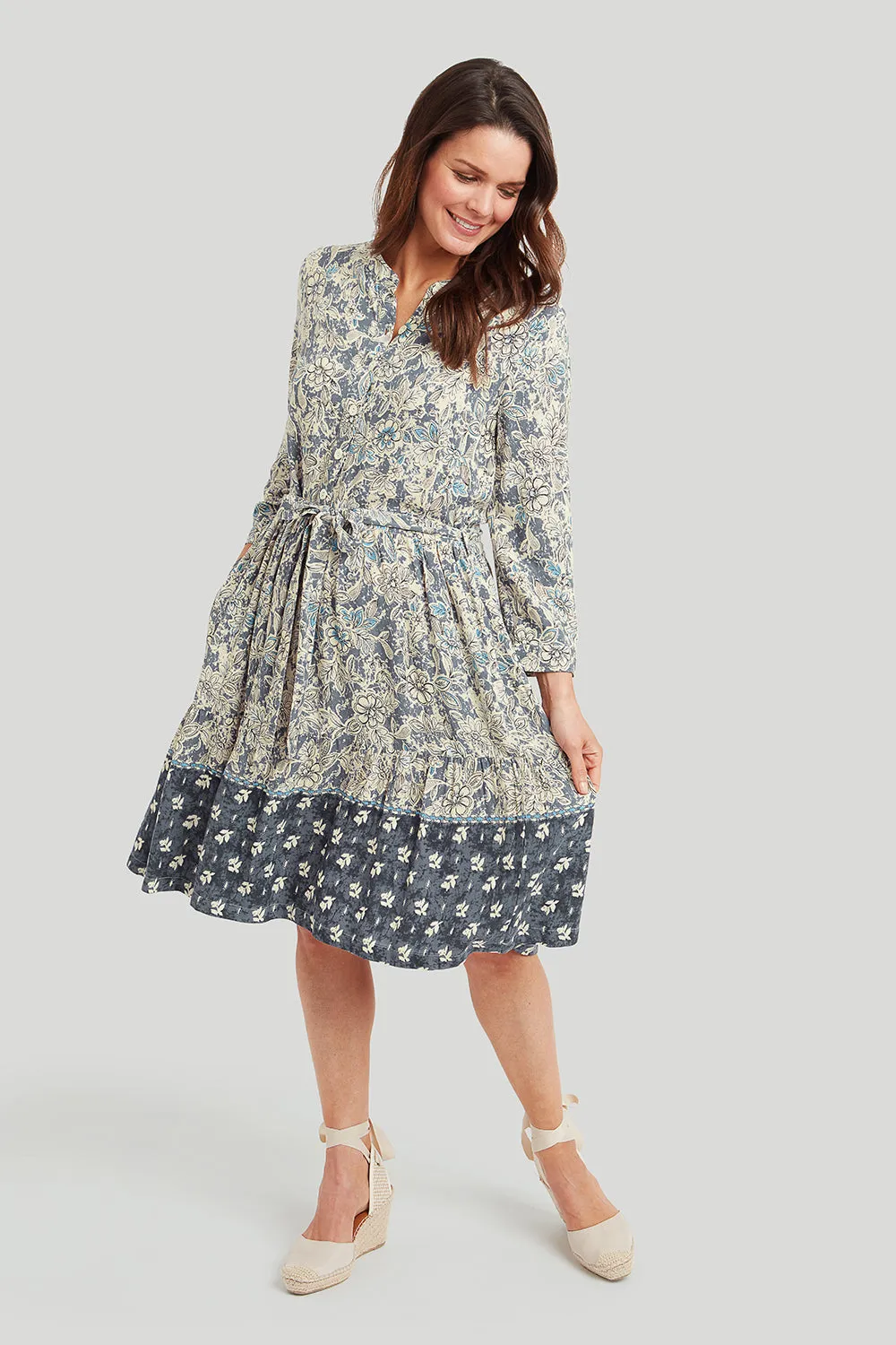 Adini Stacy Dress Woodcut Floral Border print