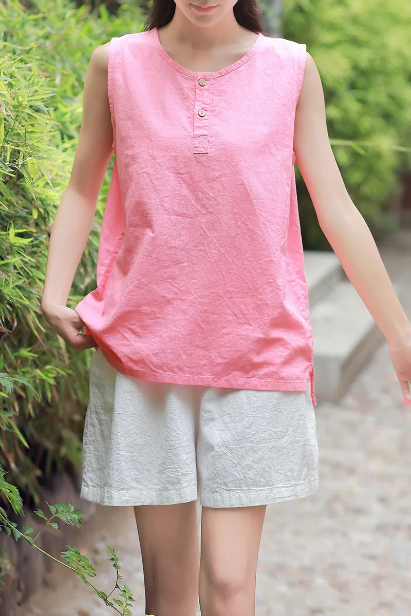 Art Cotton Blend Casual Pants Culottes Women Elastic Waist Loose All-Matching Shorts