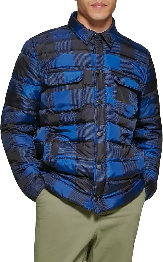 BASS OUTDOOR Men's Mission Quilted Puffer Shirt Jacket 2XL XXL Blue Black