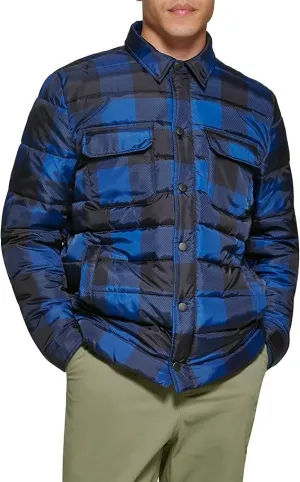 BASS OUTDOOR Men's Mission Quilted Puffer Shirt Jacket 2XL XXL Blue Black