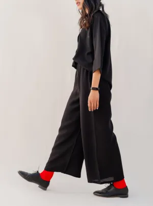 BLACK DRAWSTRING CULOTTES