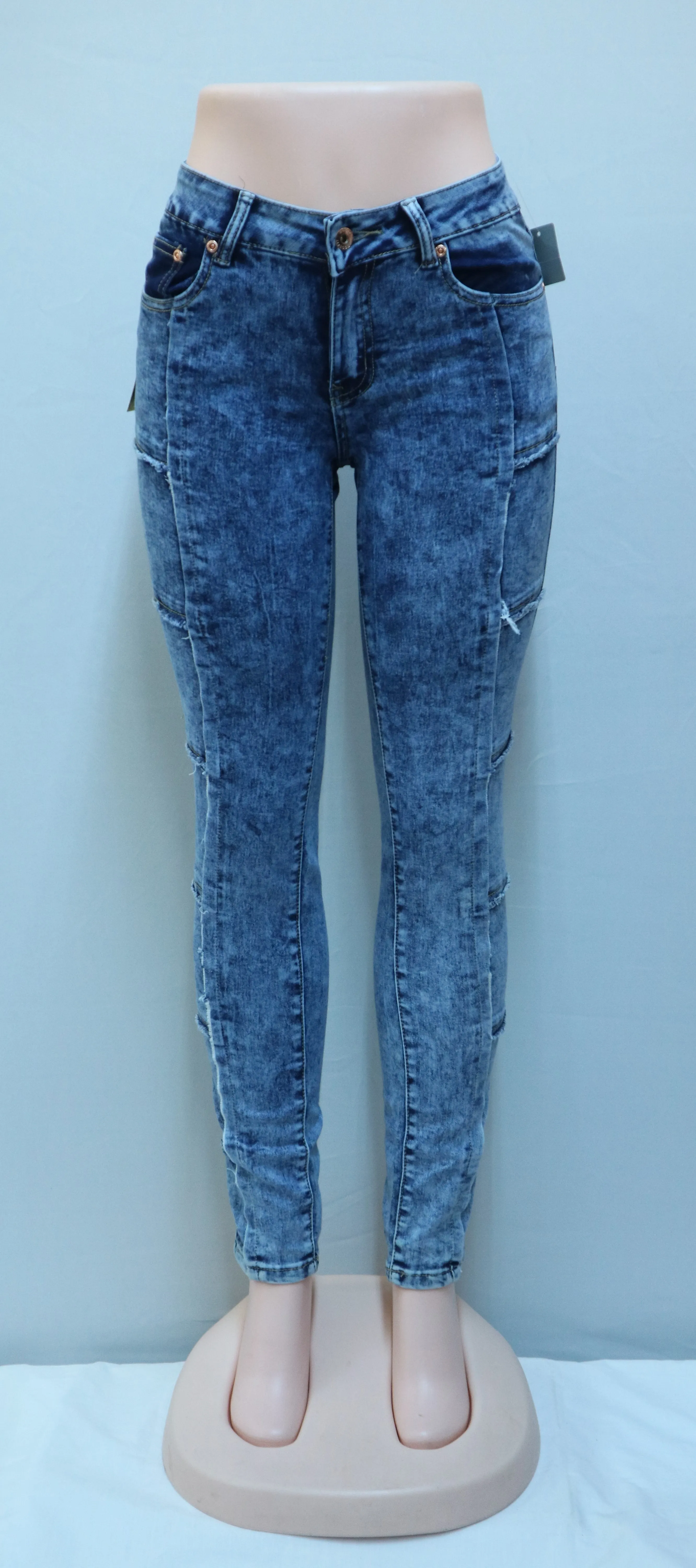Bleach Wash Mid Rise Denim Jeans