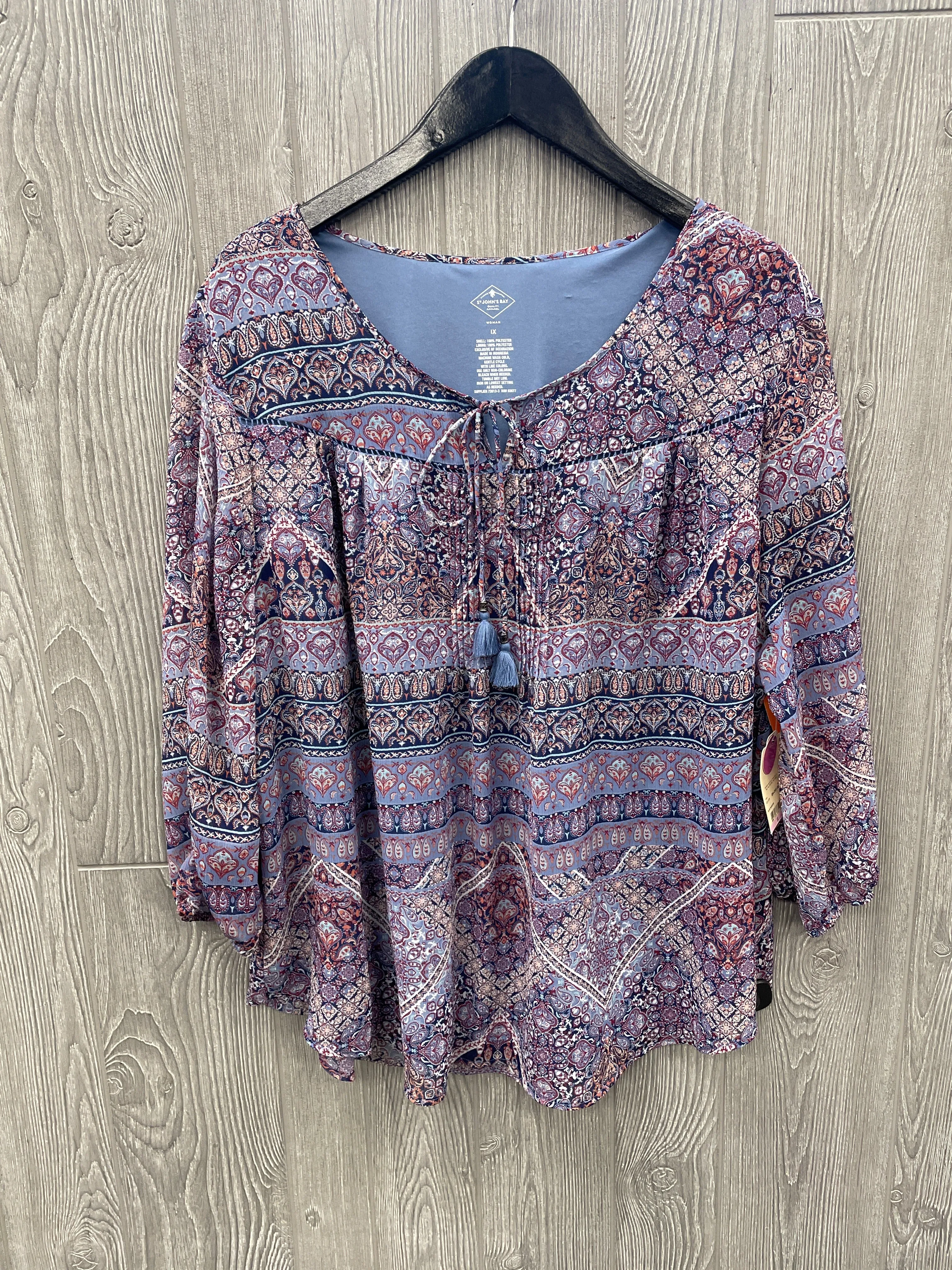 Blouse Long Sleeve By St Johns Bay In Purple, Size: 1x