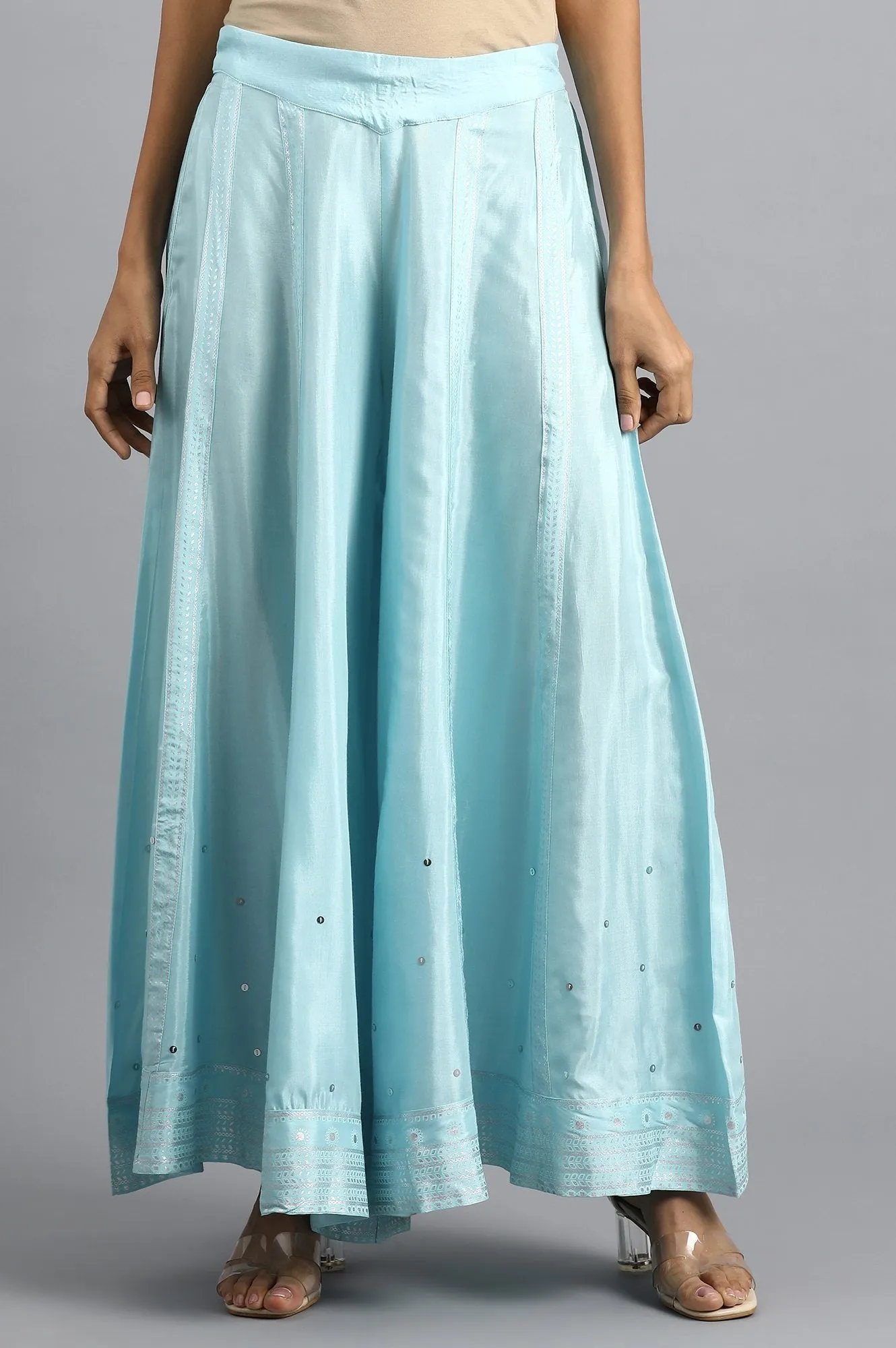 Blue Embroidered Culottes