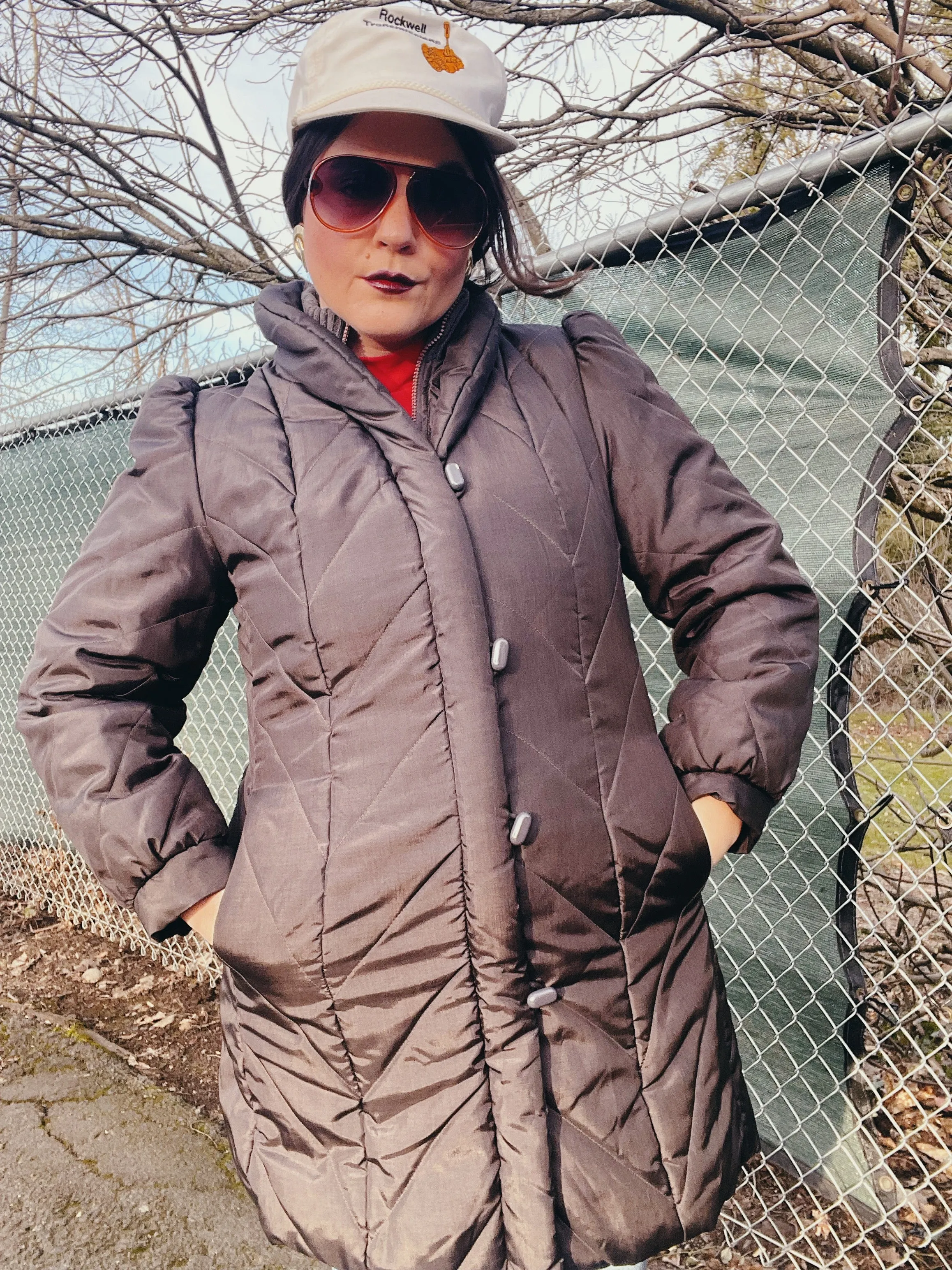 Brown Long Quilted Puffy