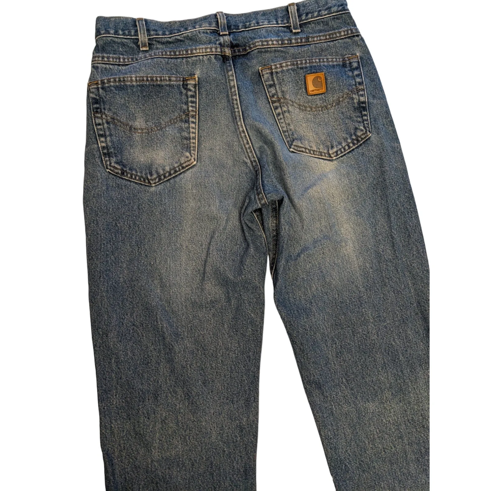 Carhartt Jeans Mens 35x32 Classic Blue Denim Workwear Pants Rugged Heavy Duty
