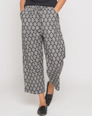 Contrast Tile Drawstring Culottes