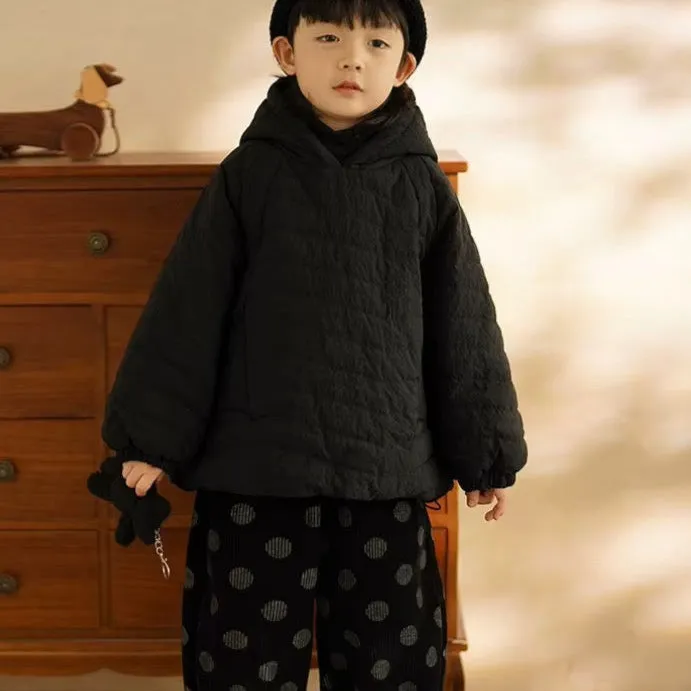Cosy Quilted Hoodie Coat (Black)