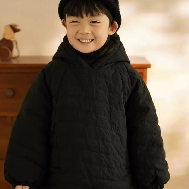 Cosy Quilted Hoodie Coat (Black)