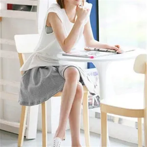 Cotton Shorts Women Summer Loose Hot Pants Plus Size Student Elastic Waist Wide Leg Slim-Look Casual Culottes