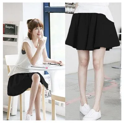 Cotton Shorts Women Summer Loose Hot Pants Plus Size Student Elastic Waist Wide Leg Slim-Look Casual Culottes