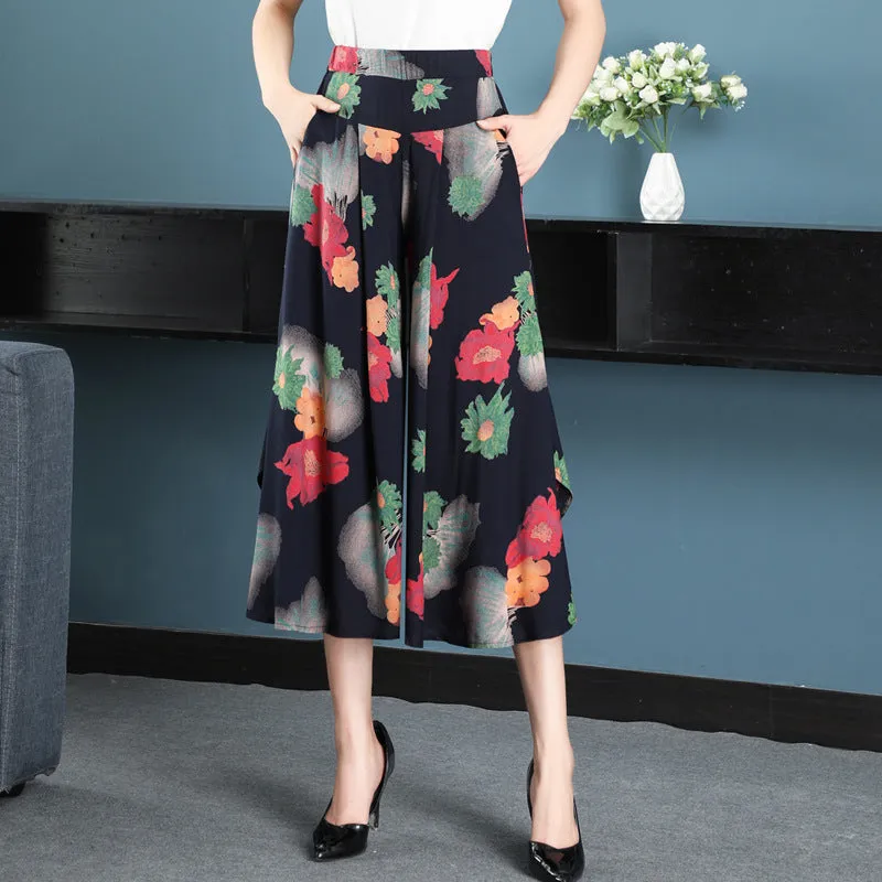 Cotton Skorts High Waist Skirt Loose Wide Leg Pants Women Plus Size Summer Casual Ankle-Length Pants