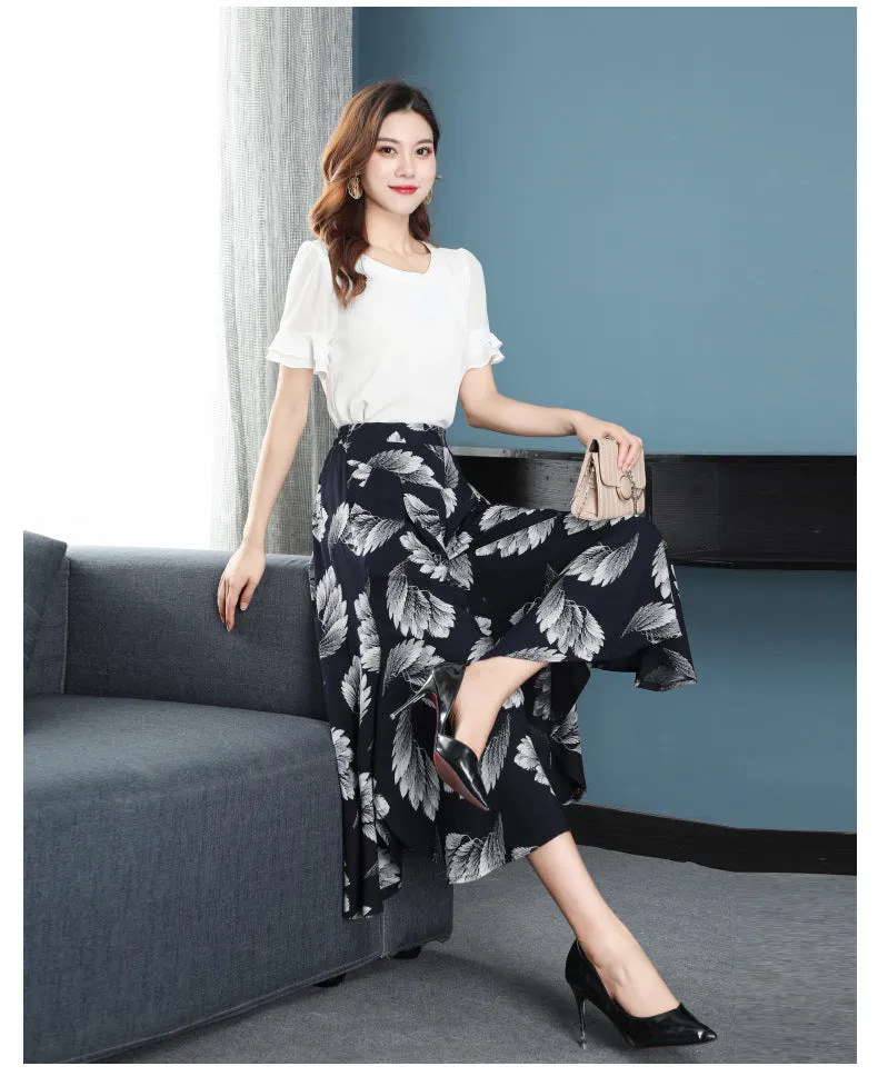 Cotton Skorts High Waist Skirt Loose Wide Leg Pants Women Plus Size Summer Casual Ankle-Length Pants