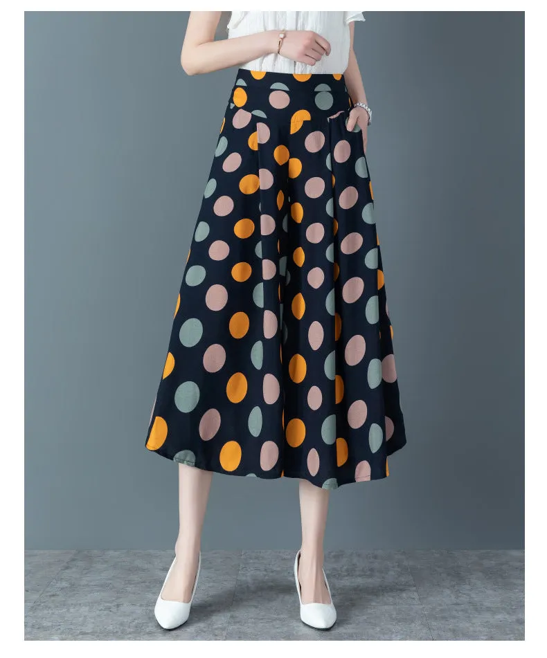 Cotton Skorts High Waist Skirt Loose Wide Leg Pants Women Plus Size Summer Casual Ankle-Length Pants