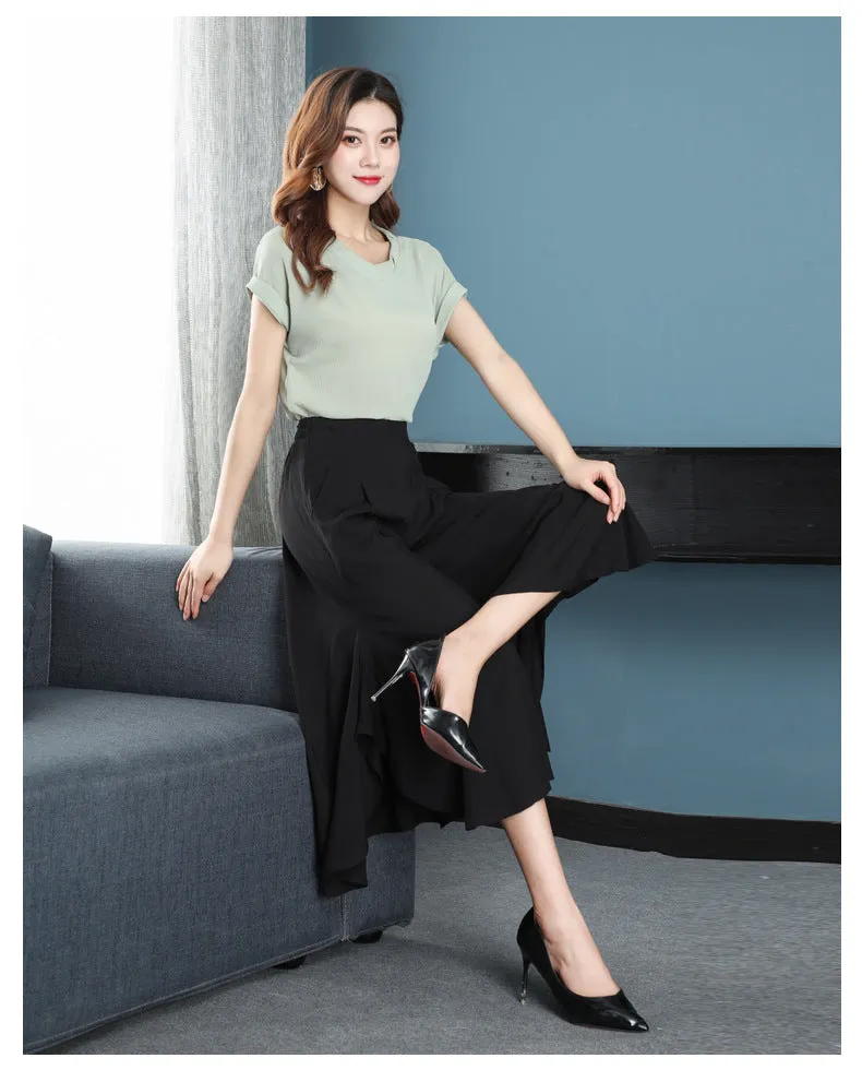 Cotton Skorts High Waist Skirt Loose Wide Leg Pants Women Plus Size Summer Casual Ankle-Length Pants