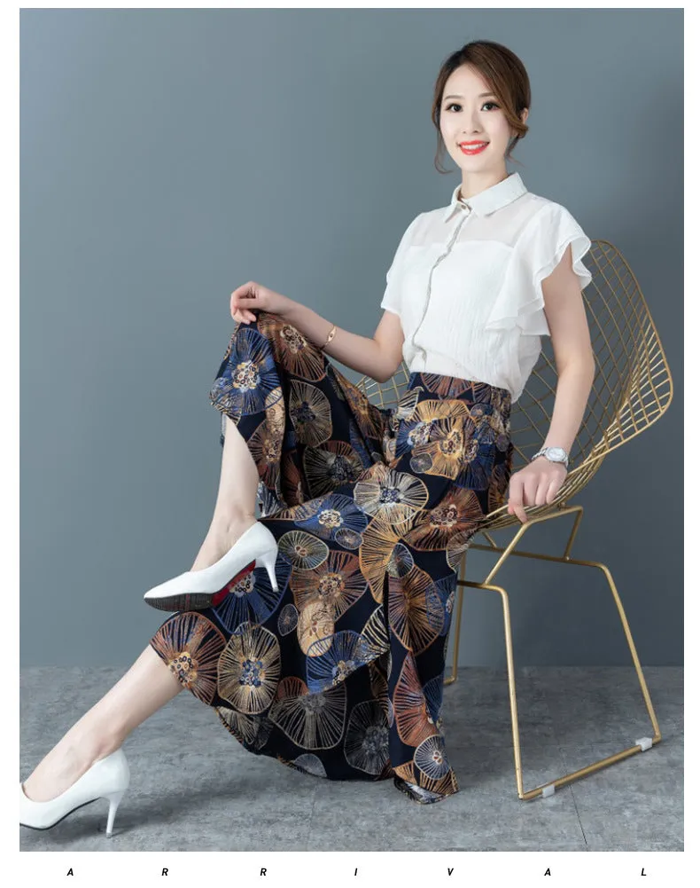 Cotton Skorts High Waist Skirt Loose Wide Leg Pants Women Plus Size Summer Casual Ankle-Length Pants