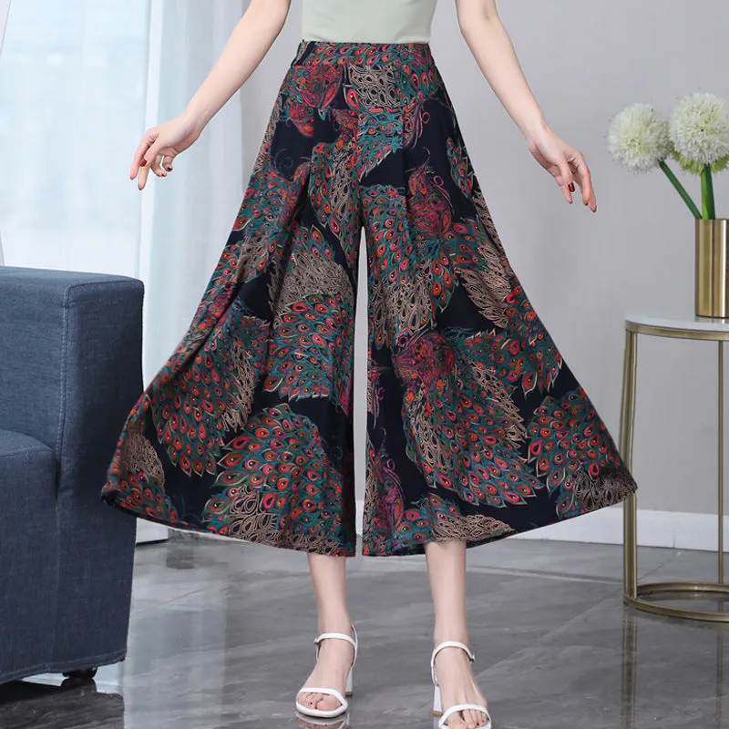 Cotton Skorts High Waist Skirt Loose Wide Leg Pants Women Plus Size Summer Casual Ankle-Length Pants