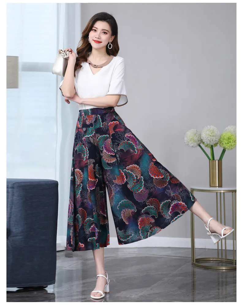 Cotton Skorts High Waist Skirt Loose Wide Leg Pants Women Plus Size Summer Casual Ankle-Length Pants