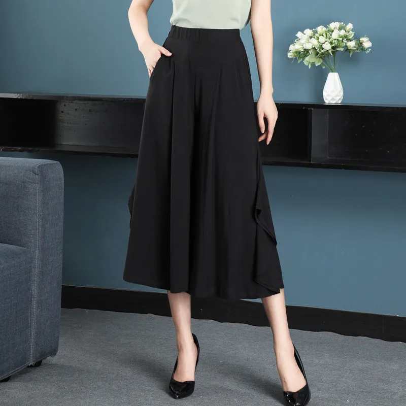 Cotton Skorts High Waist Skirt Loose Wide Leg Pants Women Plus Size Summer Casual Ankle-Length Pants