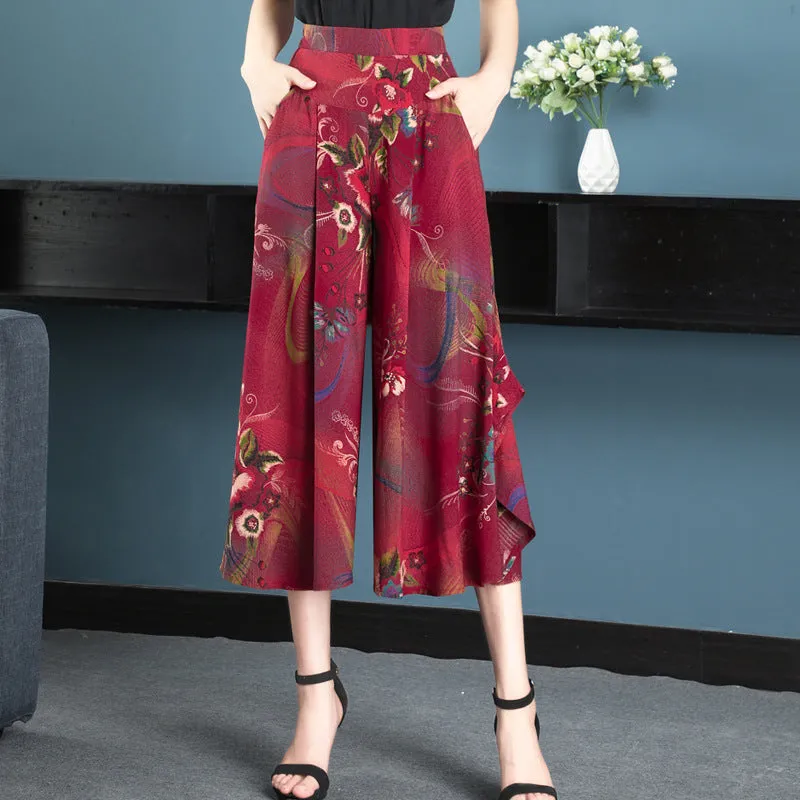Cotton Skorts High Waist Skirt Loose Wide Leg Pants Women Plus Size Summer Casual Ankle-Length Pants