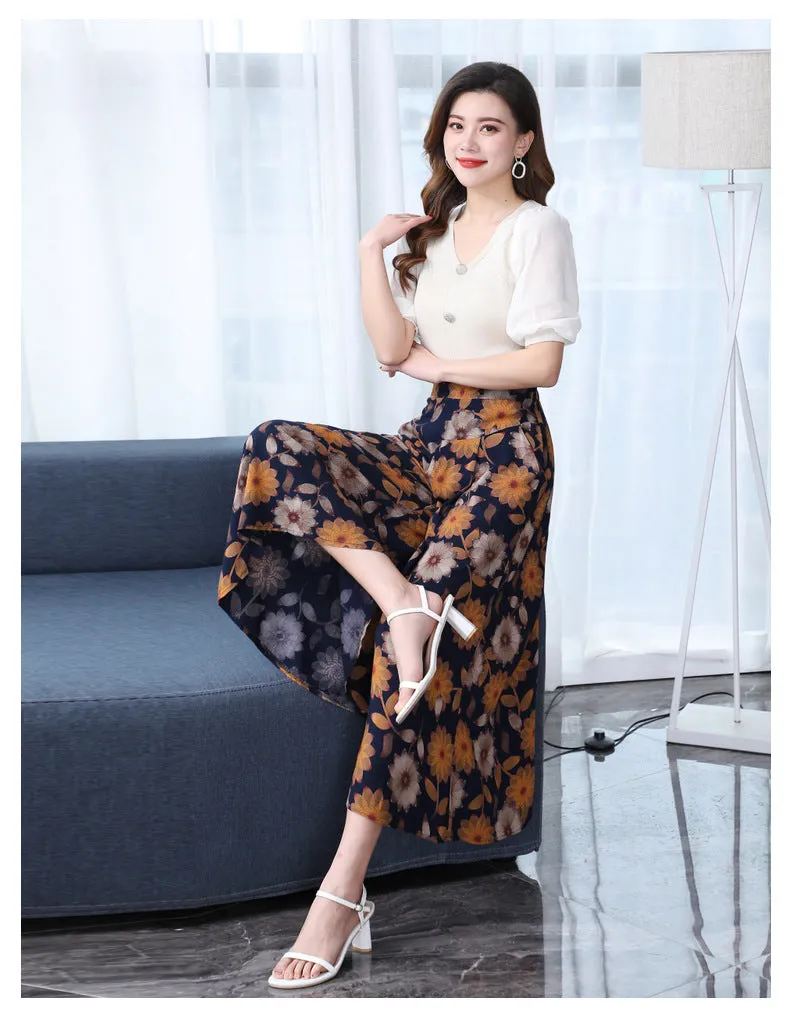 Cotton Skorts High Waist Skirt Loose Wide Leg Pants Women Plus Size Summer Casual Ankle-Length Pants