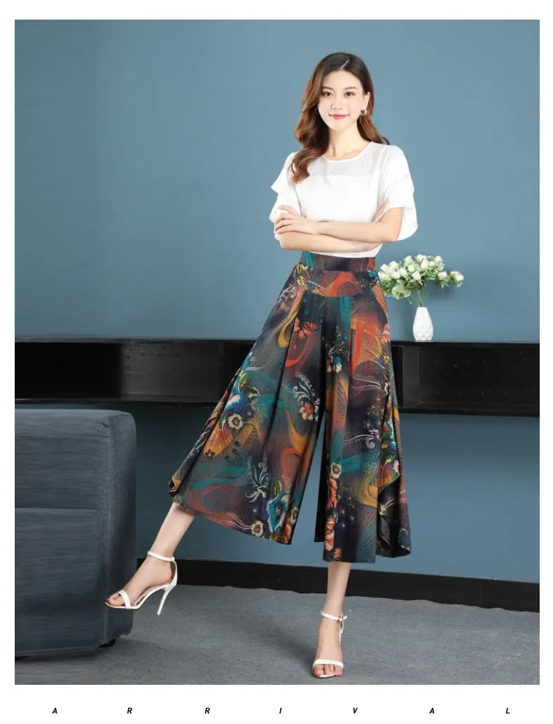 Cotton Skorts High Waist Skirt Loose Wide Leg Pants Women Plus Size Summer Casual Ankle-Length Pants