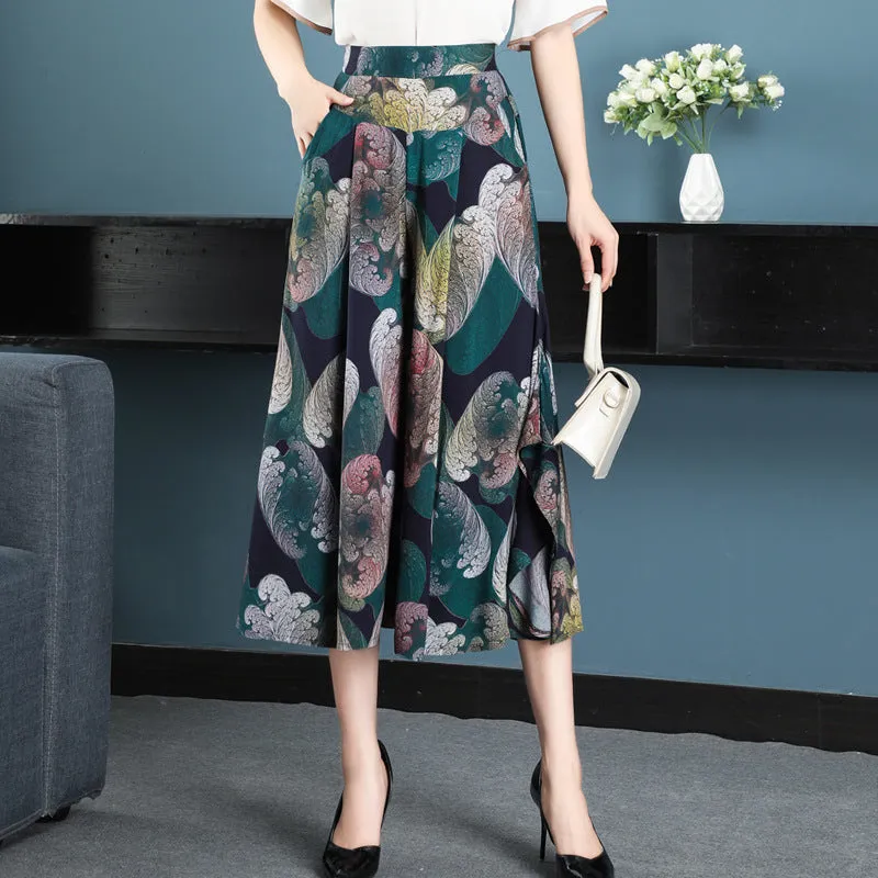 Cotton Skorts High Waist Skirt Loose Wide Leg Pants Women Plus Size Summer Casual Ankle-Length Pants