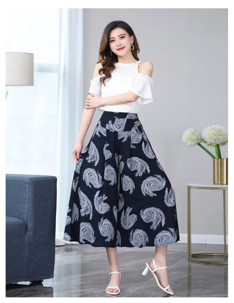 Cotton Skorts High Waist Skirt Loose Wide Leg Pants Women Plus Size Summer Casual Ankle-Length Pants