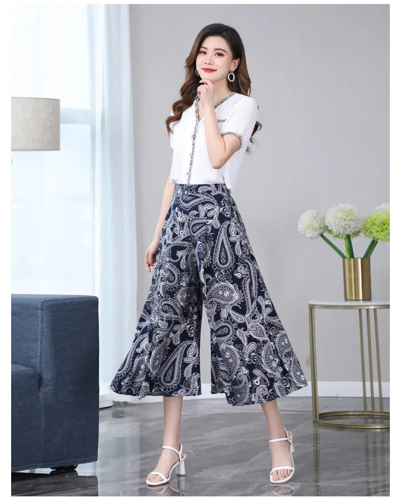 Cotton Skorts High Waist Skirt Loose Wide Leg Pants Women Plus Size Summer Casual Ankle-Length Pants