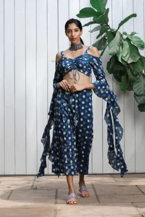 CROP TOP WITH SIDE RUFFLES & CULOTTES PANT