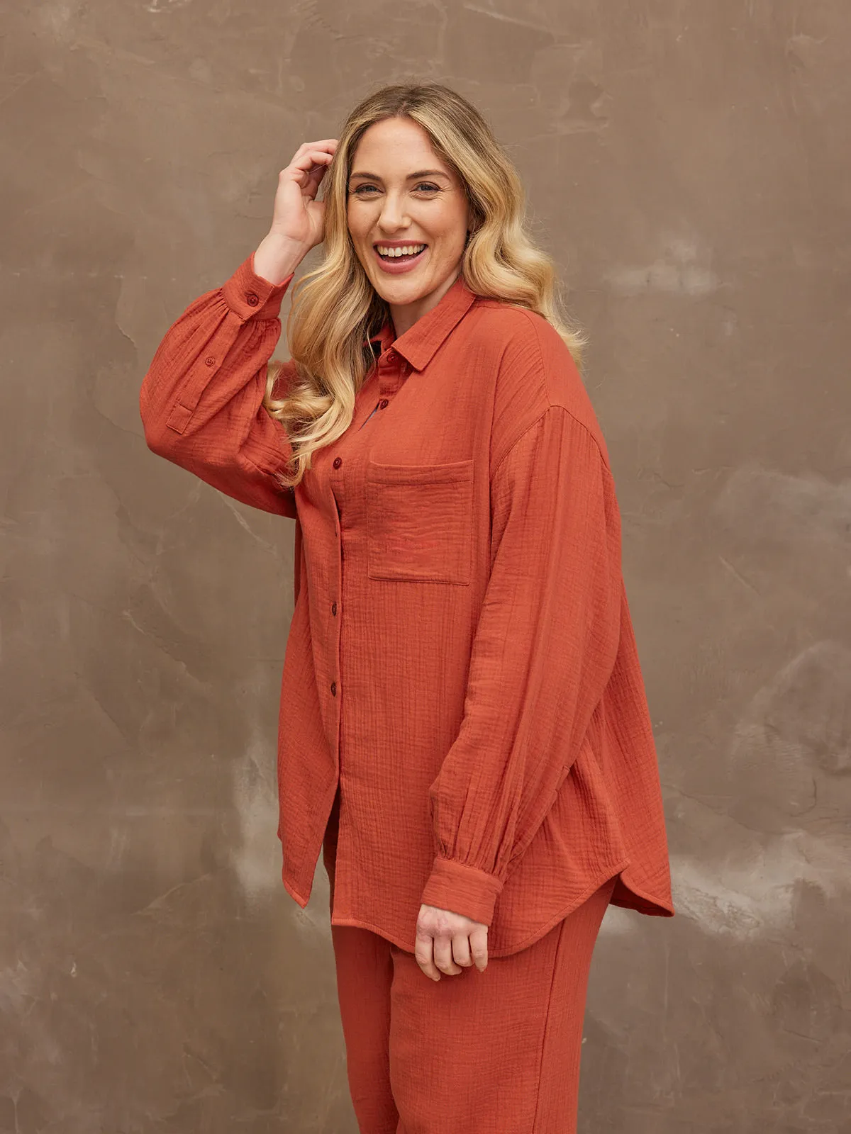 Deborah - Oversized Shirt - Rust