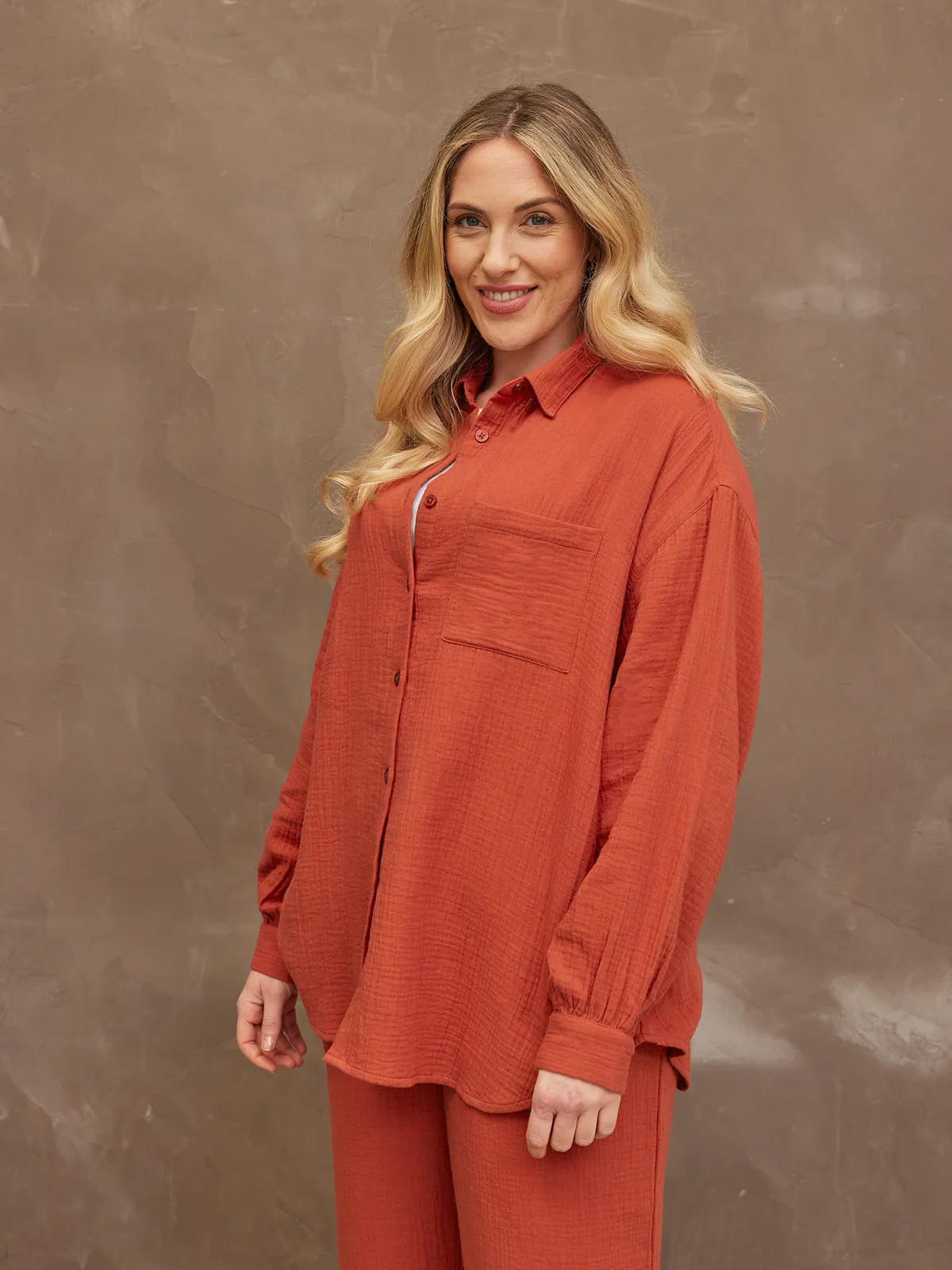 Deborah - Oversized Shirt - Rust