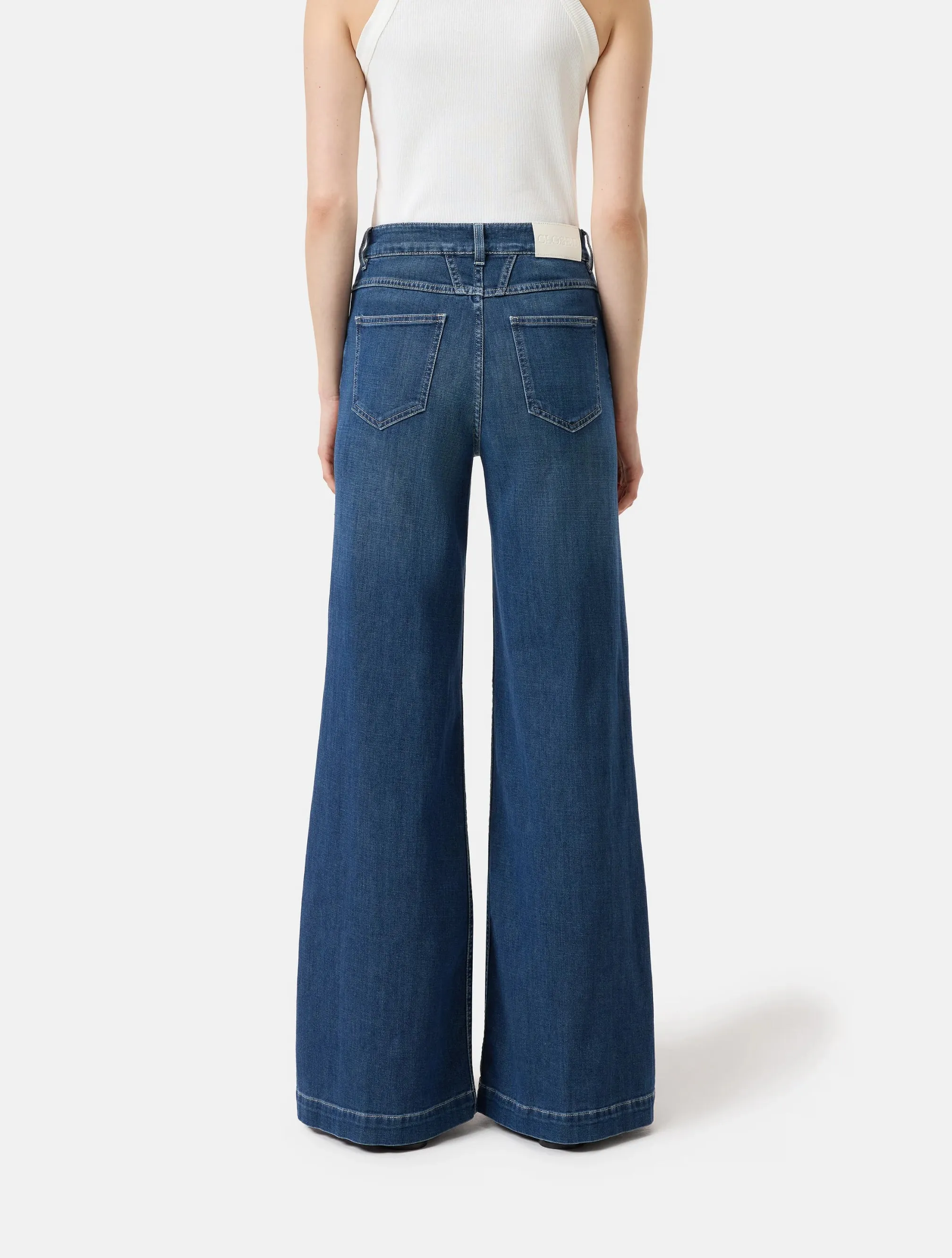 Denim Gamba a Palazzo Blu Notte