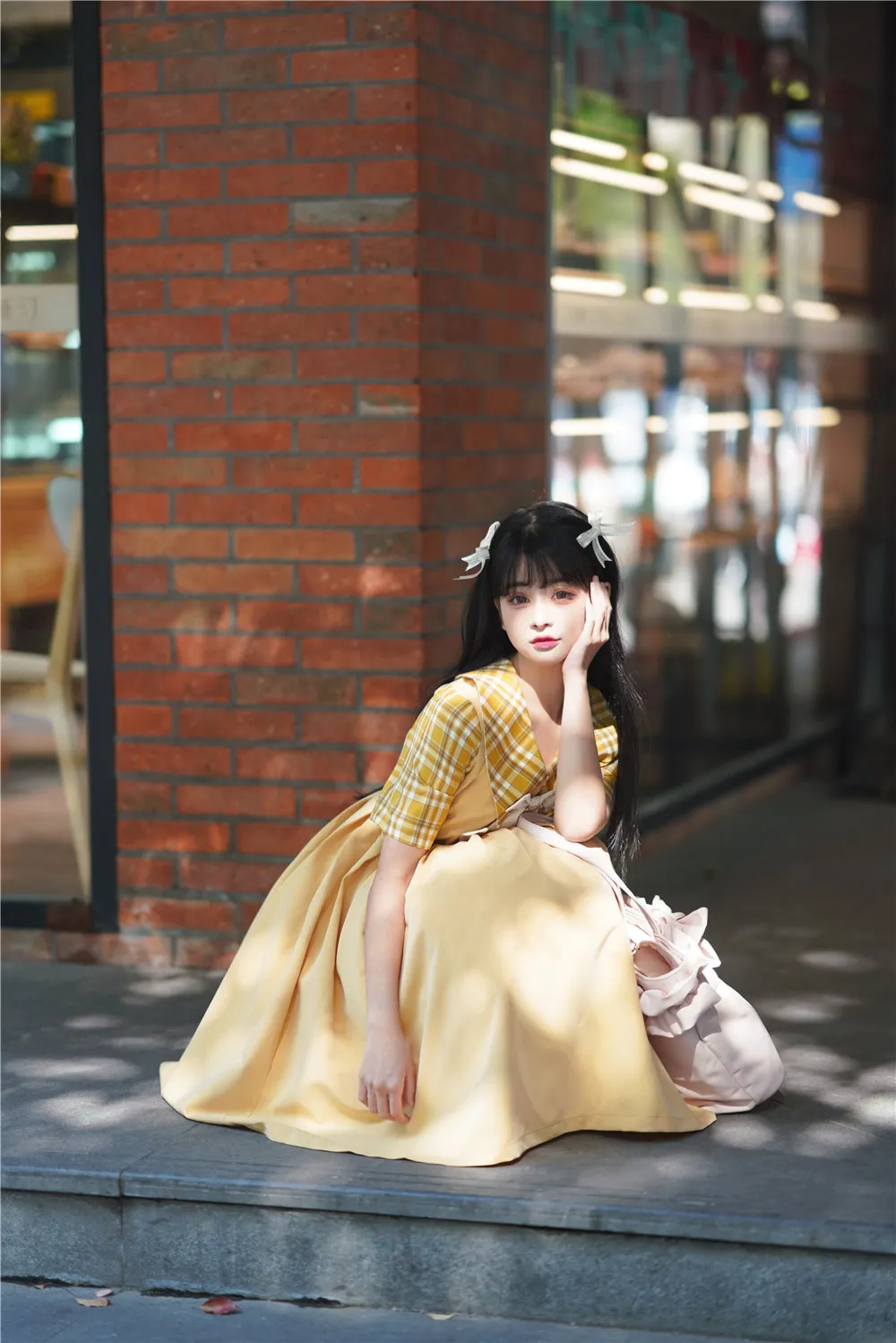 EESSILY~Macaron Waffle~Kawaii Lolita Short Sleeve Summer OP