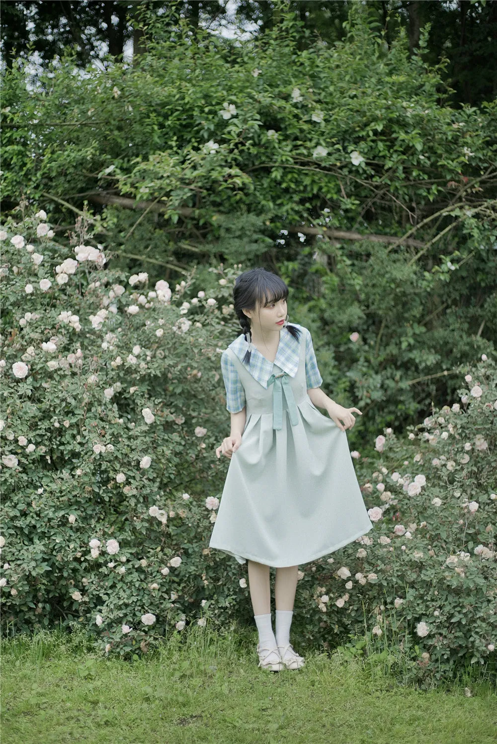 EESSILY~Macaron Waffle~Kawaii Lolita Short Sleeve Summer OP