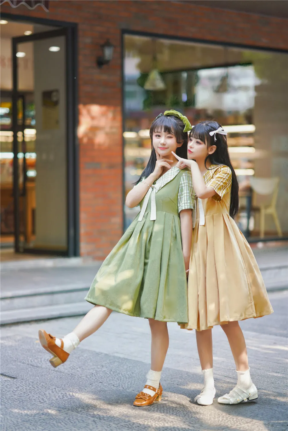 EESSILY~Macaron Waffle~Kawaii Lolita Short Sleeve Summer OP