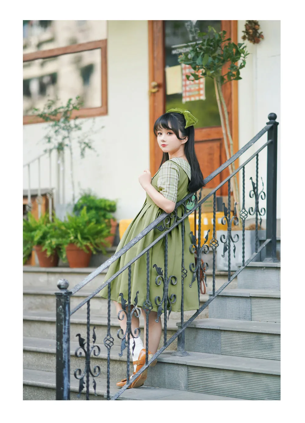 EESSILY~Macaron Waffle~Kawaii Lolita Short Sleeve Summer OP