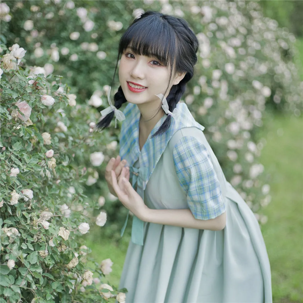 EESSILY~Macaron Waffle~Kawaii Lolita Short Sleeve Summer OP