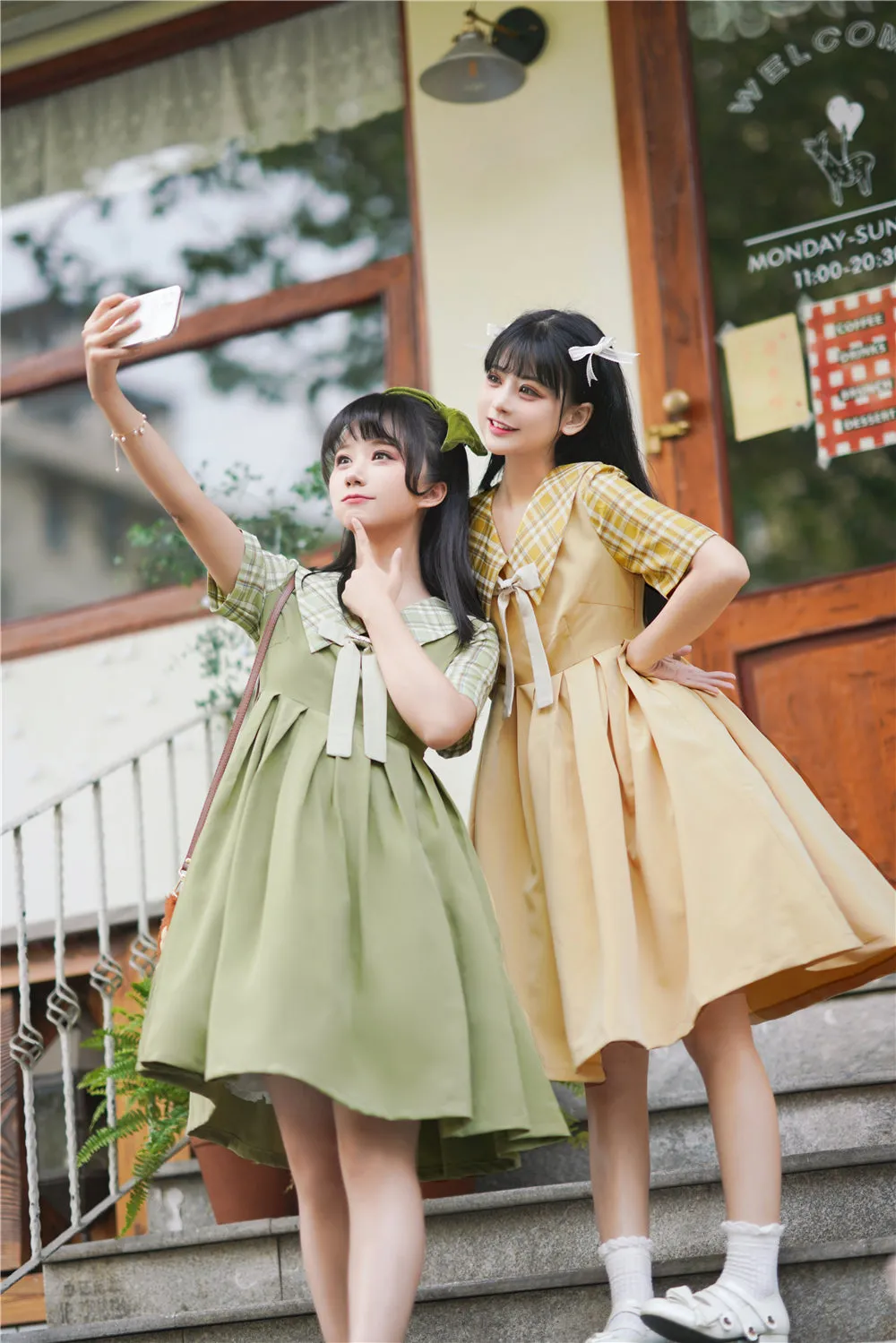 EESSILY~Macaron Waffle~Kawaii Lolita Short Sleeve Summer OP