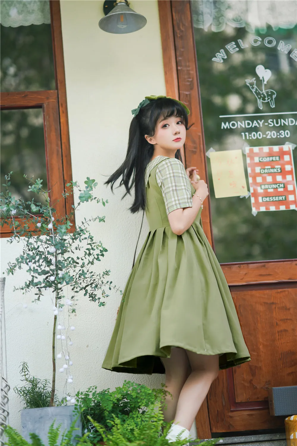 EESSILY~Macaron Waffle~Kawaii Lolita Short Sleeve Summer OP