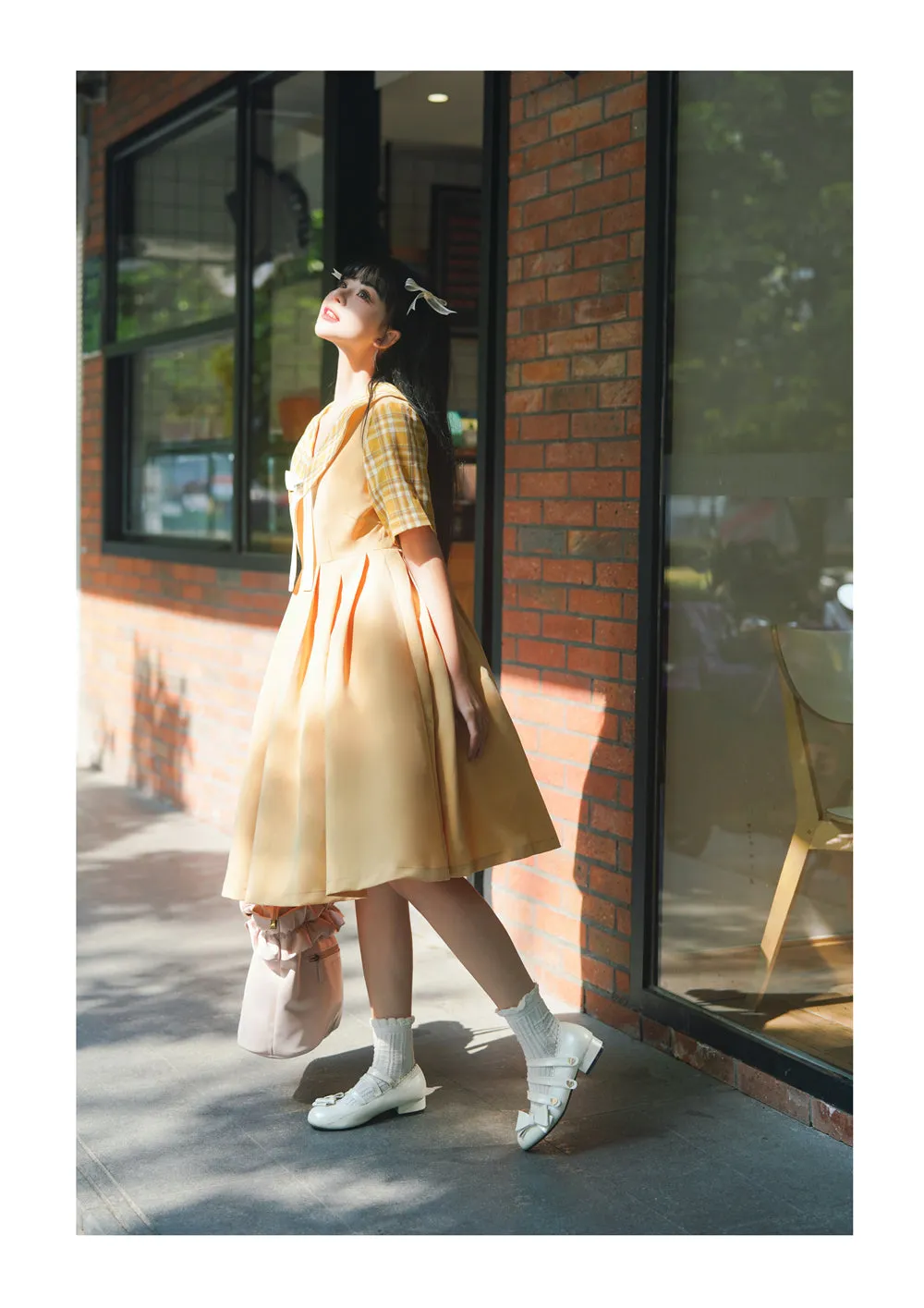 EESSILY~Macaron Waffle~Kawaii Lolita Short Sleeve Summer OP