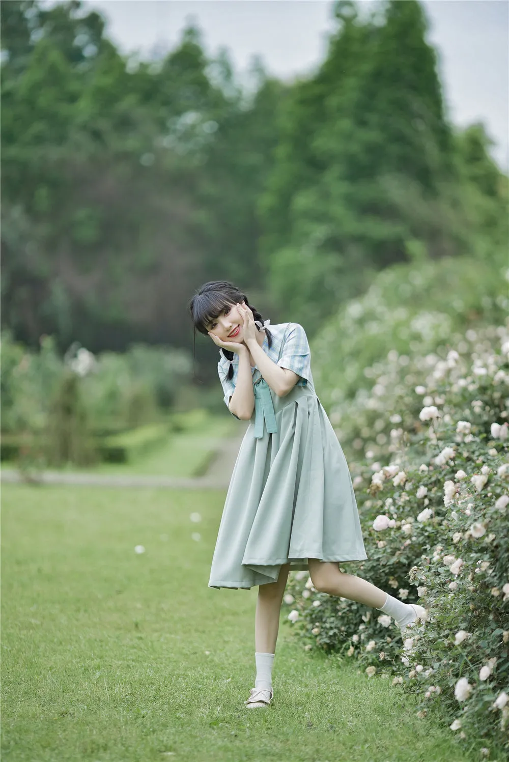 EESSILY~Macaron Waffle~Kawaii Lolita Short Sleeve Summer OP