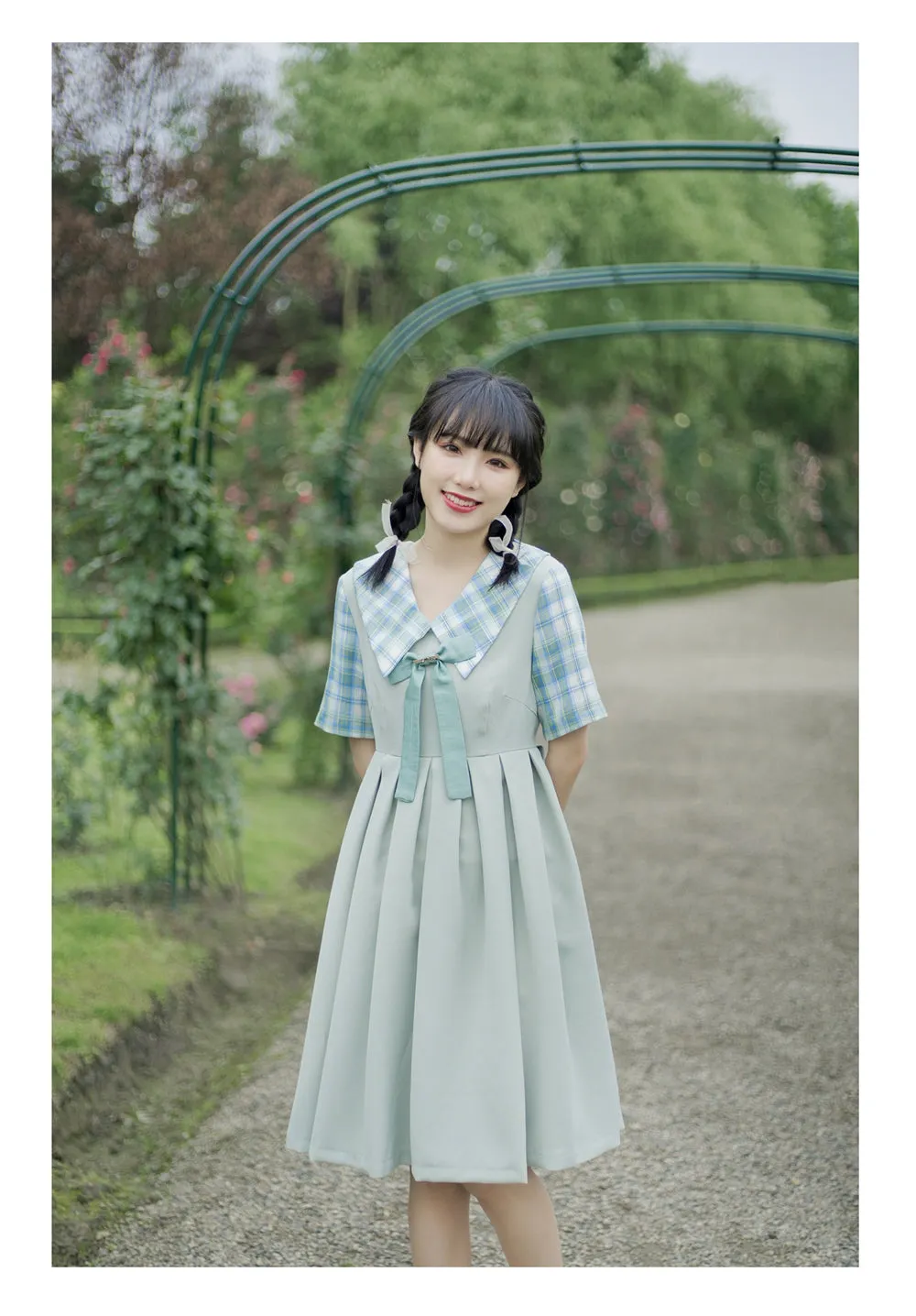 EESSILY~Macaron Waffle~Kawaii Lolita Short Sleeve Summer OP
