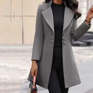 Elevate Winter Style with a Single-Breasted Slim-Fit Womens Black Overcoat