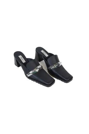 Elleme Paris black slip on loafer style heels (38/ US 7.5-8; retail $516)
