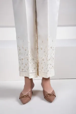 Embroidered Raw Silk Culottes