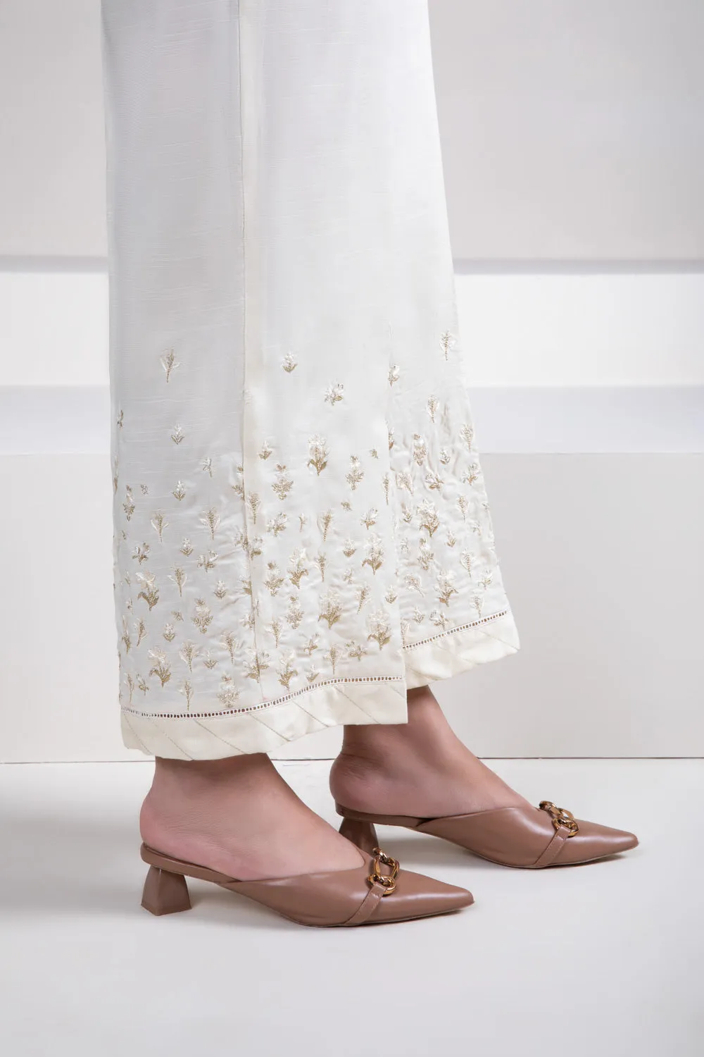 Embroidered Raw Silk Culottes