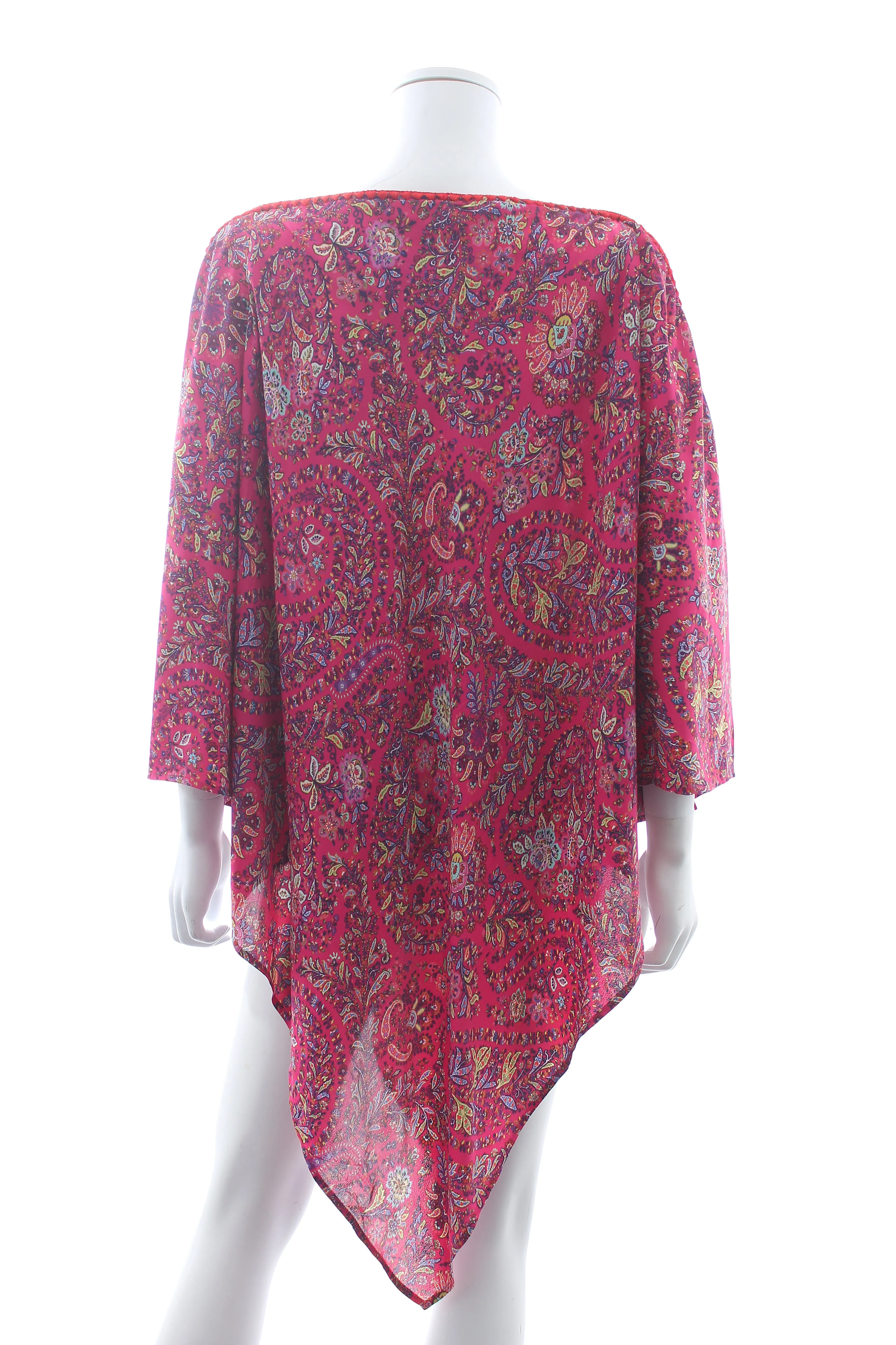 Etro Embroidered Silk-Blend Triangle Printed Poncho